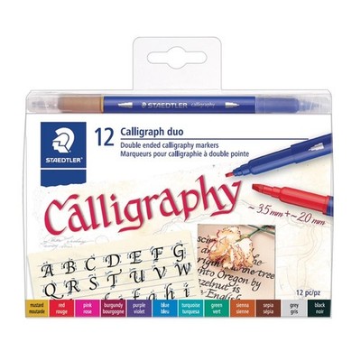  Calligraph Duo Double-Ended Calligraphy Markers, 12 Count, Multi-Color,