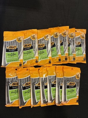 14 Pkgs BIC Round Stic Xtra Life Black Ballpoint Pens Medium Point 10-Count Each