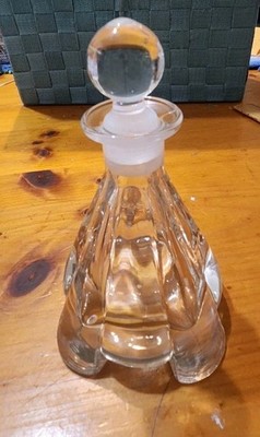 Triangular Pyramid Crystal Perfume Bottle Czech Ground Glass Stopper Heavy Thick