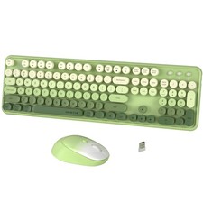 xUBOTIE Wireless Keyboard and Mouse Combo, 104-Key Colorful Round Keycap, QWE...