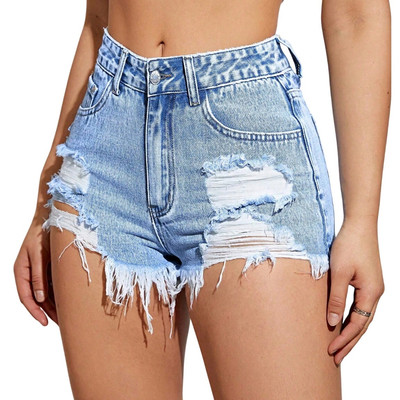Ripped Raw Hem Denim Shorts in Light Wash, Size 4/27 | eBay