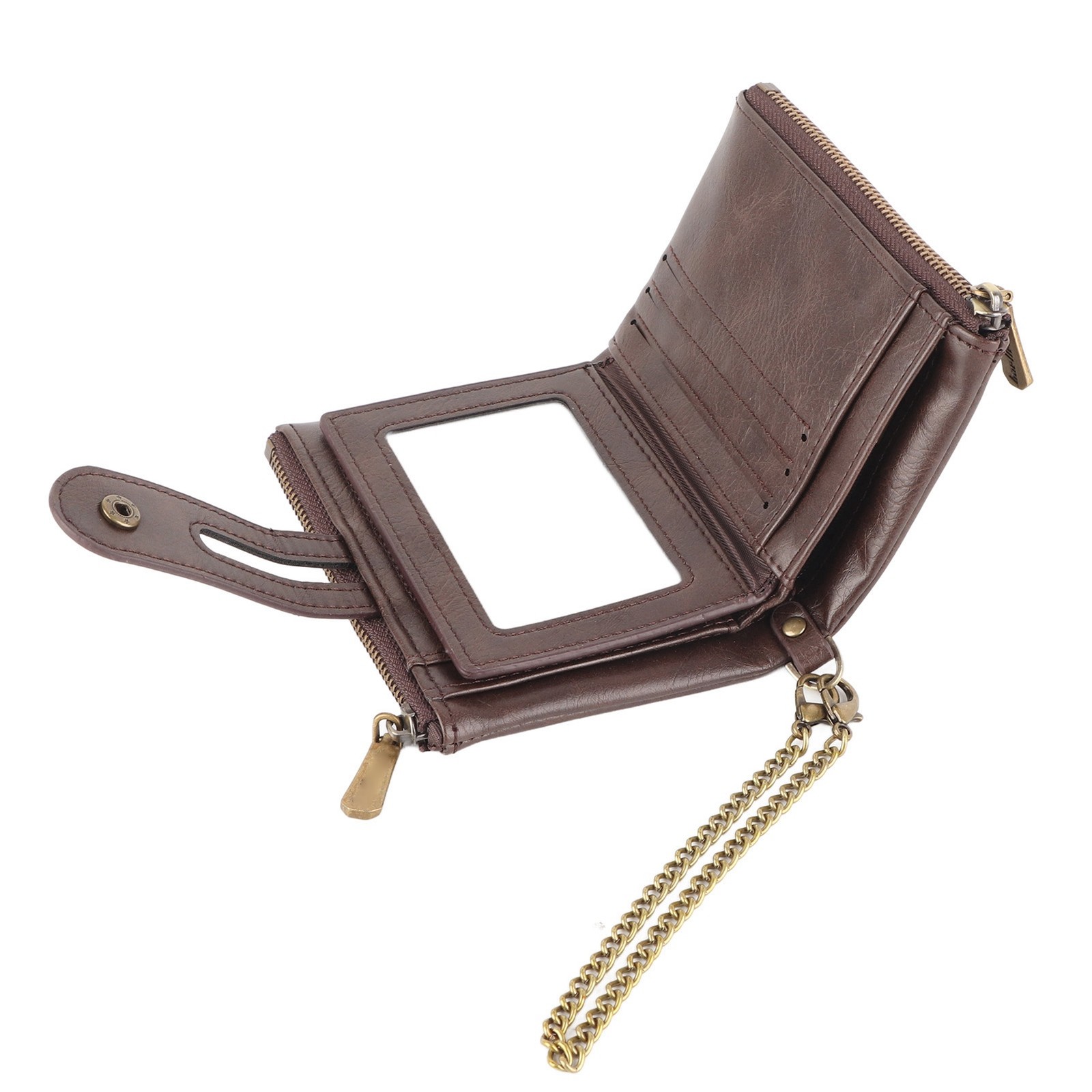 New Men Short Wallet Retro Multi Slots Zipper Closure PU Leather Flip Purse For.
