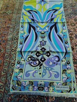 Emilio Pucci Silk Stole Scarf Unused mint blue 180cm x 35cm Italy