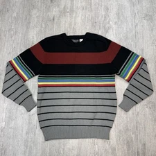 VTG 70S ABRAHAM & STRAUS RETRO STRIPED ACRYLIC THICK KNIT PULLOVER SWEATER MENS