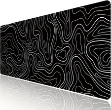 Large Gaming TOPO Keyboard Mouse Pad Black Topographic Mouse Pad with Anti-Slip
