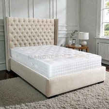 WINGED LUXURY PLUSH VELVET UPHOLSTERED BED FRAME-WITH MATTRESS