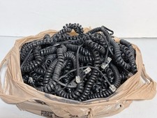 Lot of 25 Coiled Telephone Handset Cords BLACK Various lengths