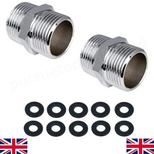 2 Pack Shower Hose Extension 1/2 Inch Shower Hose Threaded Pipe Connector UK