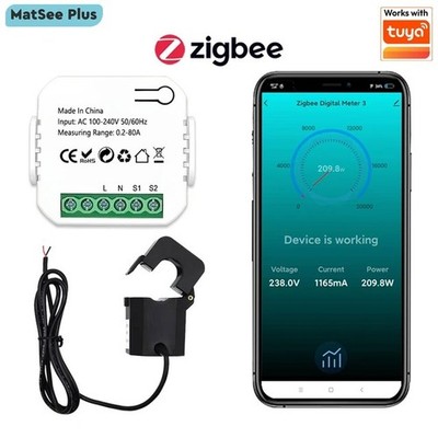Tuya Smart Life Zigbee Energiezähler 80A mit Stromsensor Klemme kWh Leistung Moni
