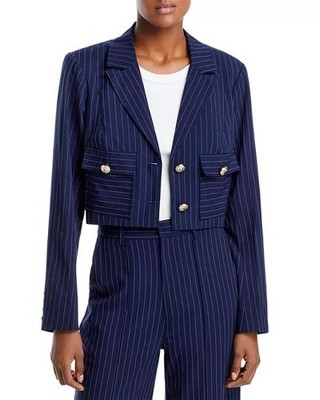 AQUA Pinstripe Twill Cropped Blazer Pants 100% Exclusive Top XS Pants Small Set