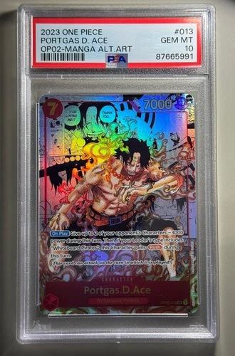 2023 One Piece OP-02 EN Manga Alternate Art #013 Portgas D Ace PSA 10 GEM MINT