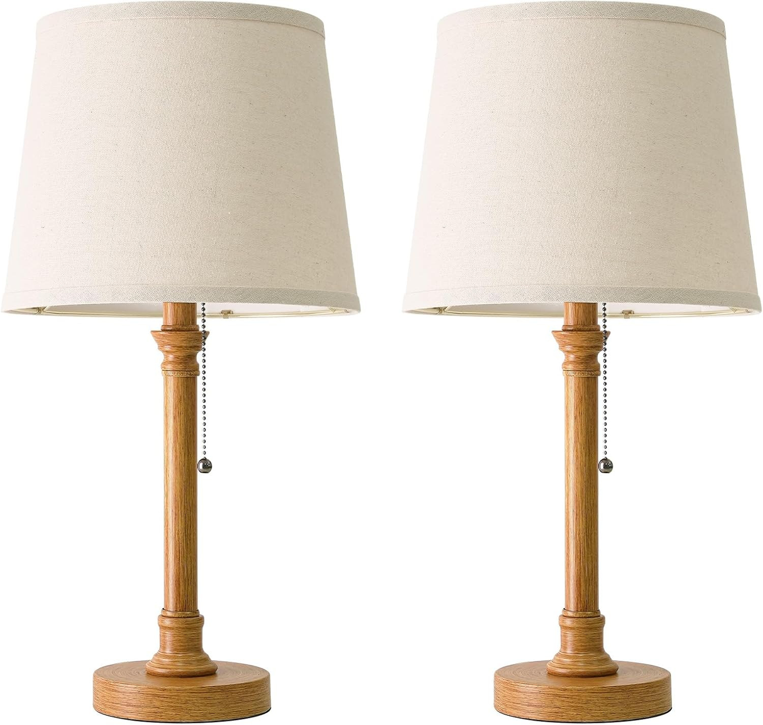 19.5" Small Table Lamps Set of 2, Pull Chain Switch Bedside Metal Table Lamps, M thumbnail 8