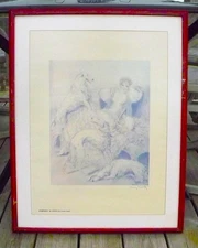 Vintage signed Louis Icart " Symphony in White " serigraph Large 23" x 29" frame