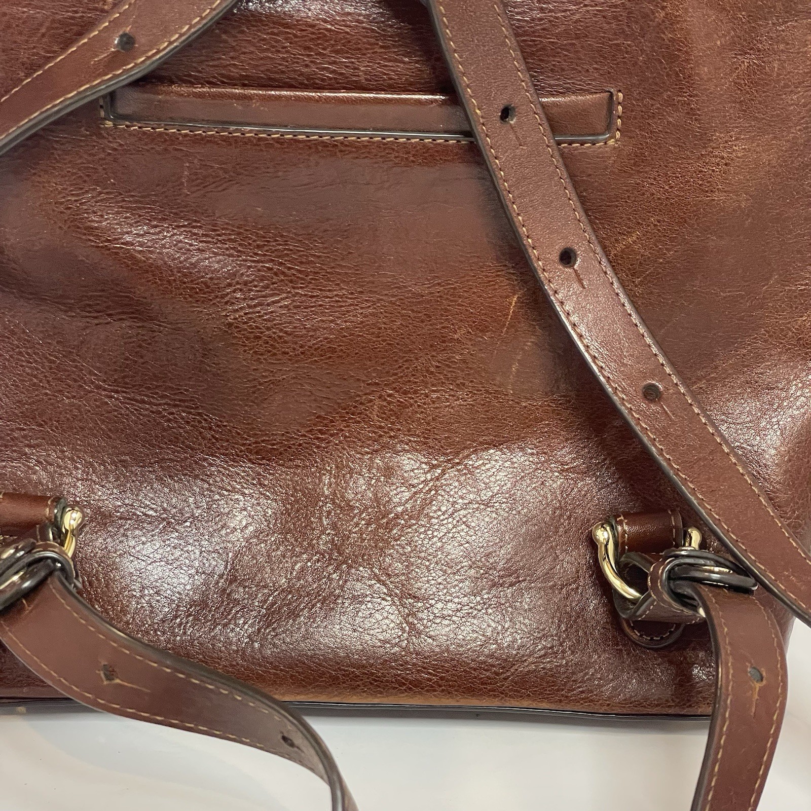 Brahmin Leather Backpack Purse Solid Brown Adjust… - image 6