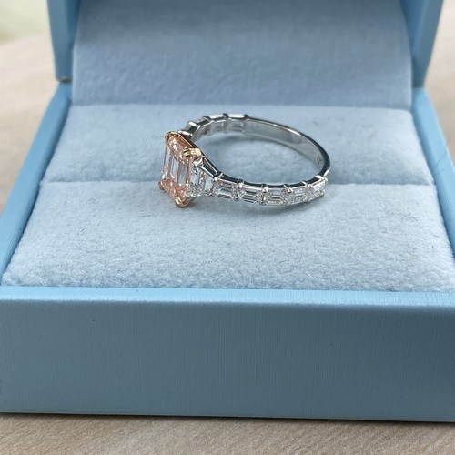 Bague de fiançailles émeraude IGI 2,78 TCW diamant cultivé en laboratoire or blanc et rose 14 carats - Photo 7 sur 18