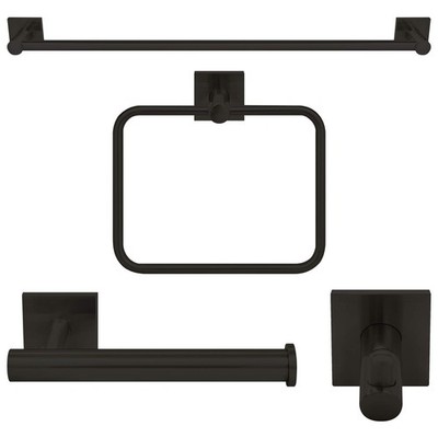 4 PCS Nuk3y Senna Square Bathroom Hardware Towel Bar 24 Inch Matte Black