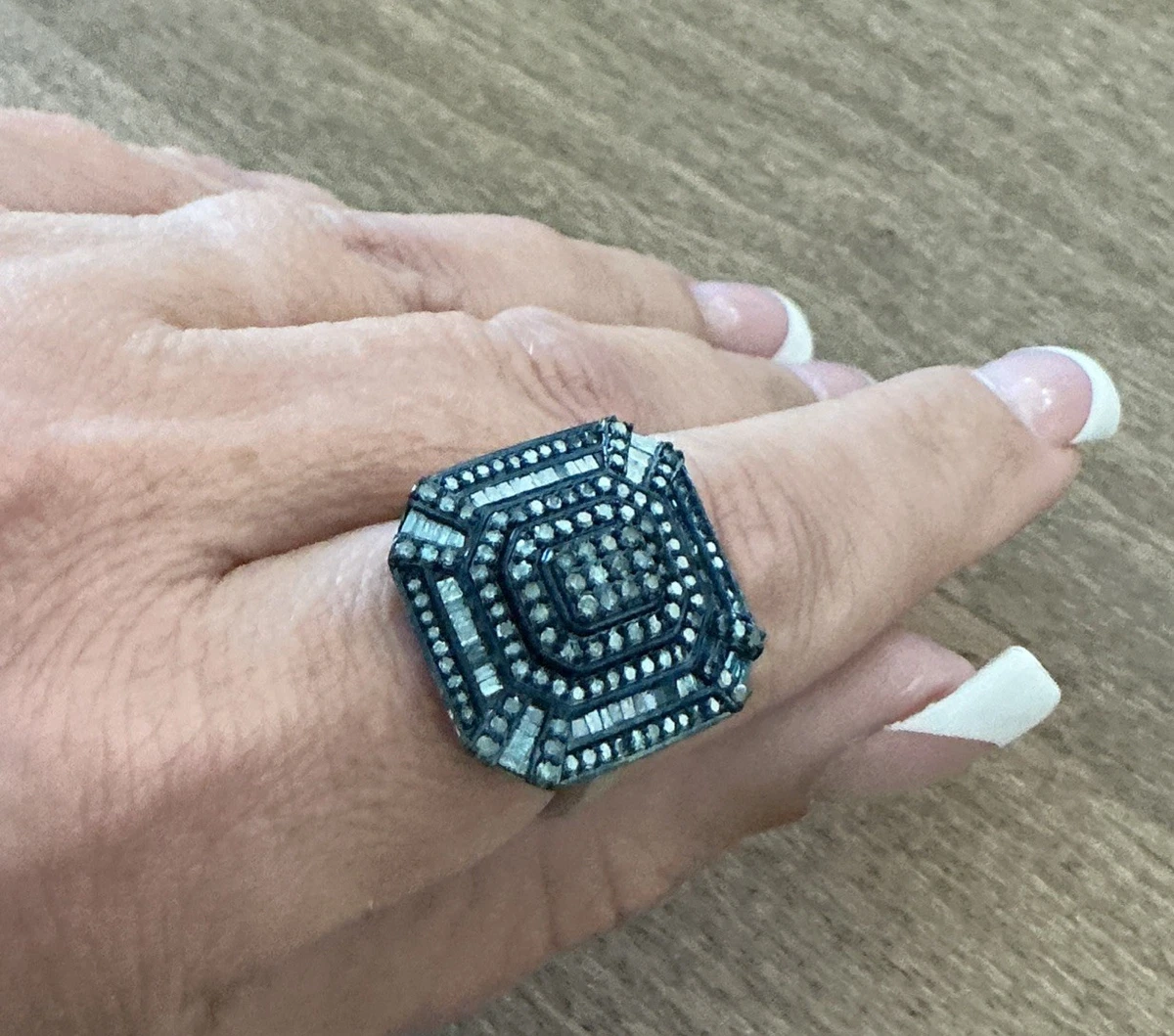 Bague Vintage Argent Massif 925 Avec Pierre Bleue - Taille 53