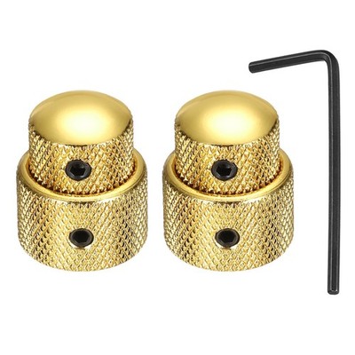 2Pcs Dual Concentric Stacked Control Knobs with Wrench for Guitar, Bass, Gold