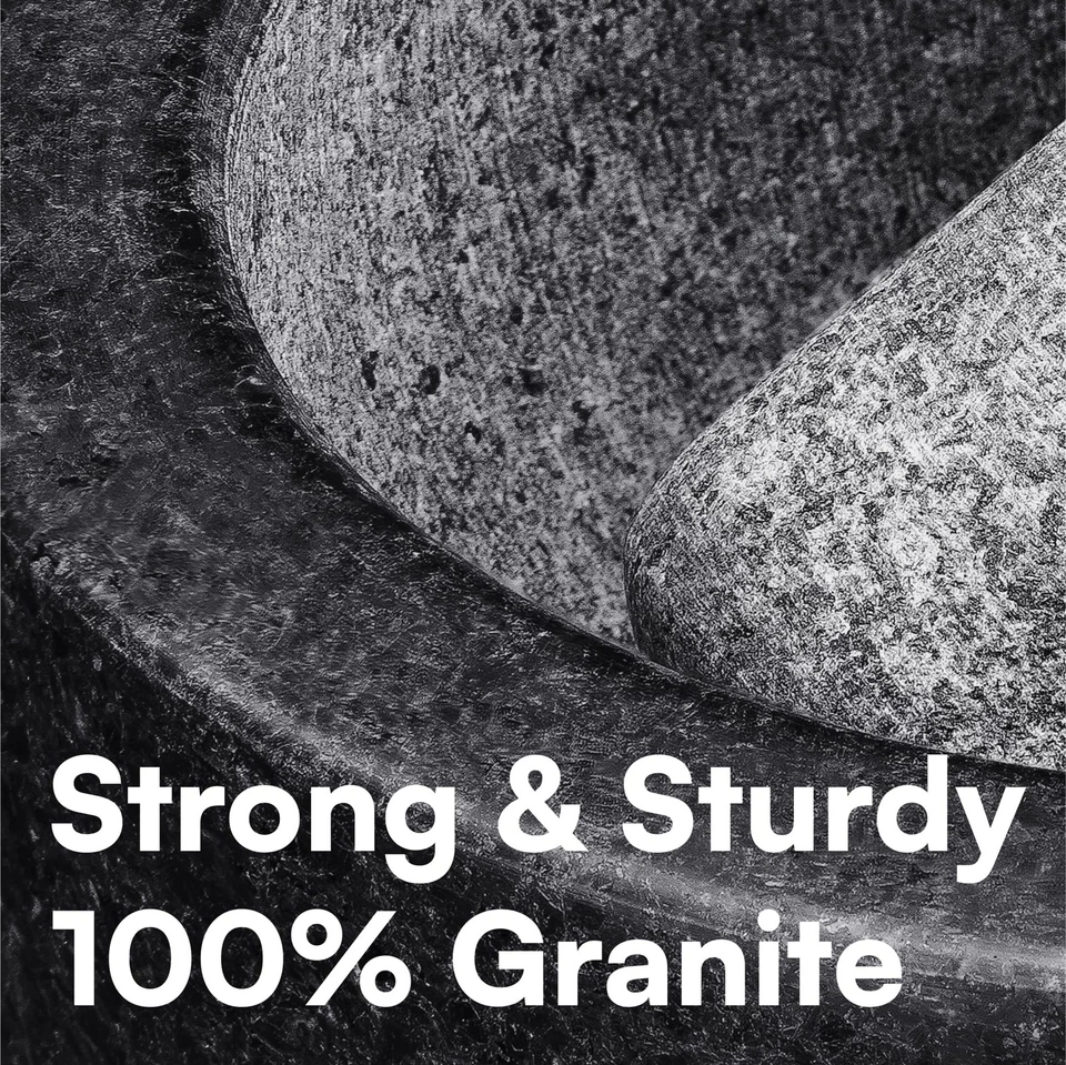 Mortero Piedra Maciza de Granito - Mortero Cocina para Machacar y Triturar - Imagen 3 de 4