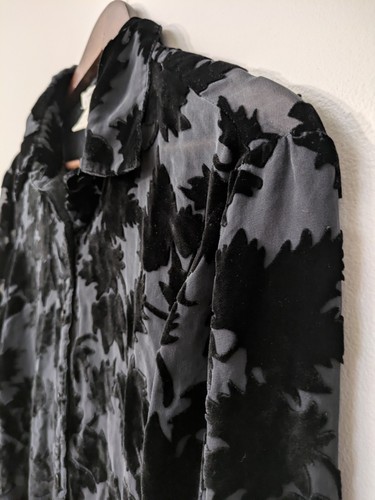 VTG Express Velvet Burnout Silk Blend Button Up Top Y2K Whimsigoth Witchy Small - Picture 4 of 10