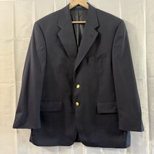 Vtg Chaps Ralph Lauren Blazer Jacket 44S Navy Blue Wool Gold Buttons Sport Coat