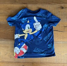 Youth Boys Sonic The Hedgehog Graphic Short Sleeve T-Shirt Size 14-16 Blue Logo