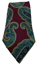 Christian Dior Men's 100% Silk Paisley Necktie Purple Jade Green Gold USA Made
