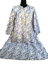 vtg Lanz of Salzburg Purple Rose Flannel Nightgown Lace Trim S Cottagecore