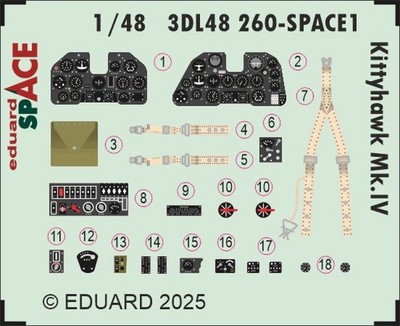 MW22 EDUARD 3DL48260 KITTYHAWK MK.IV SPACE 1/48  3D DECAL for EDUARD