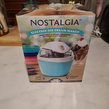 Nostalgia Electric Ice Cream Maker Electric Non-Stick Gel Canister, 0.5 Qt. Aqua