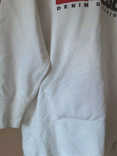 Ladies White Hooded Sweatshirt Short Dress Size Large Diesel New No Tags - Picture 2 of 7