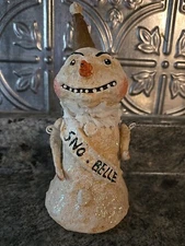 Debra Schoch Snowman Figurine Primitive Christmas Mache Sno Belle Bethany Lowe