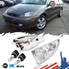 Clear Chrome Fog Driving Lights W White Led Lamps Pair Set For 00-04 Ford Focus