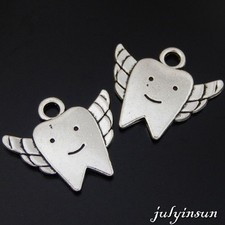 10PCS Antique Silver Alloy Winged Cherub Angel Pendant Charms DIY Findings 50558