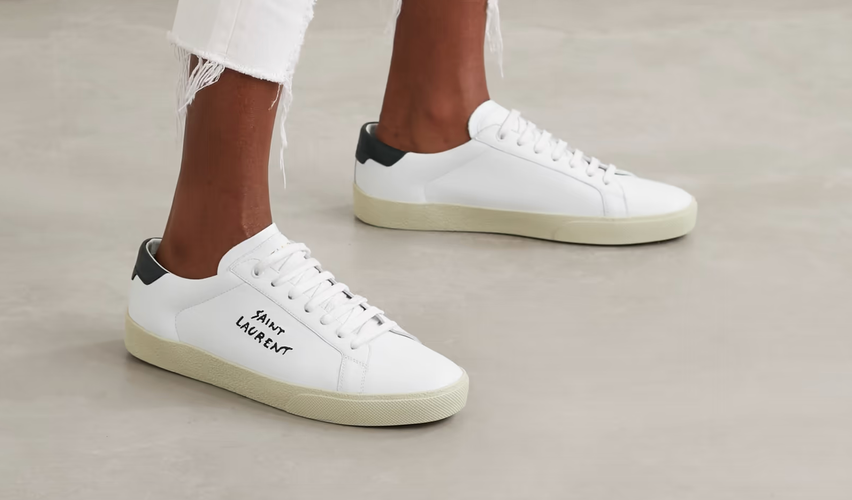 SAINT LAURENT PARIS SNEAKERS BASSE DA DONNA IN PELLE BIANCO UK4 5 EU37 5 #1953