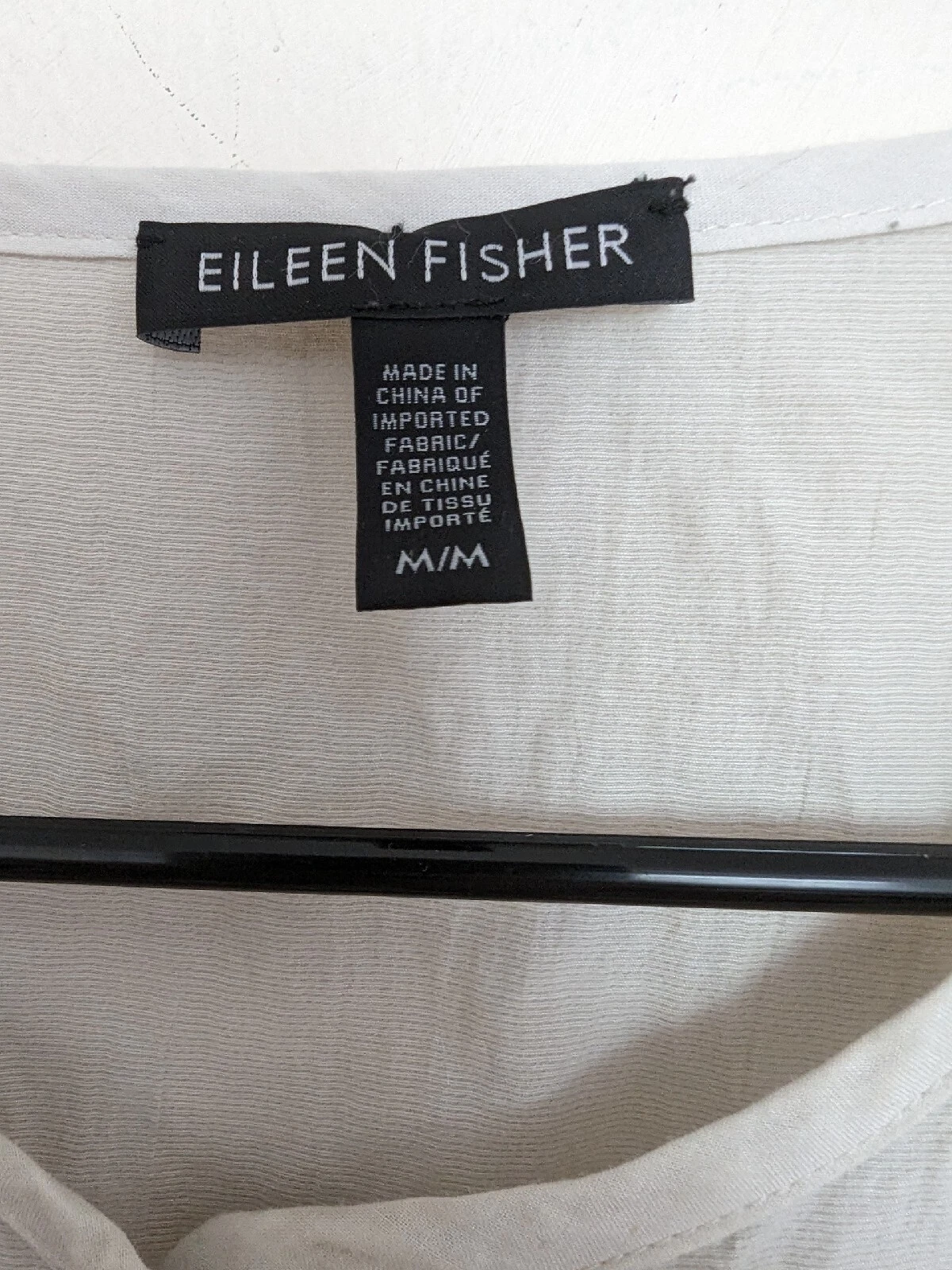 OFF WHITE Eileen Fisher Cappotto Abito Cotone Metallica Off White Snap Front Stropicciato Medium