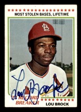 1978 Topps Baseball #1 Lou Brock (Record Breaker) Signed Autograph (No COA) *d2