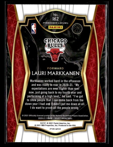Lauri Markkanen 2020 Panini Select Premier Level #162 Silver Chicago Bulls - Picture 2 of 2