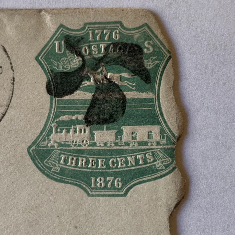 RARO ESCUDO 3C EN RELIEVE 1876 CUBIERTA DE EE. UU. CLEVELAND A SANDUSKY OHIO Foto 2 de 4