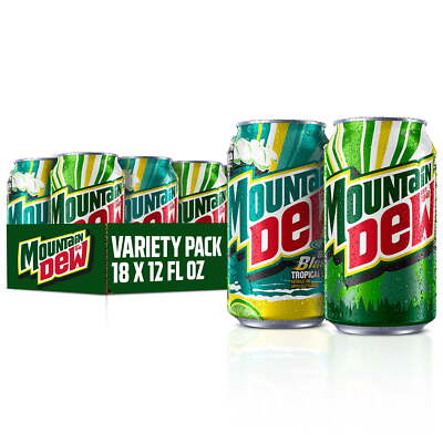 Soda, 2 Flavor Baja Blast Variety Pack (Baja Blast, Original Dew), 12 Fl Oz Cans