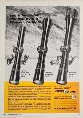 1968 Print Ad Weaver Variable Rifle Scopes Antelope El Paso,Texas