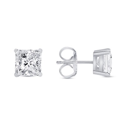 IGI F/VVS 3 Kt Princess Lab Created Grown Diamond Ohrringe 18 K Weißgold Push