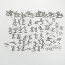 Lot Cast Metal Toy Soldiers Army Miniatures Small 1" Silvertone Lead 1/72