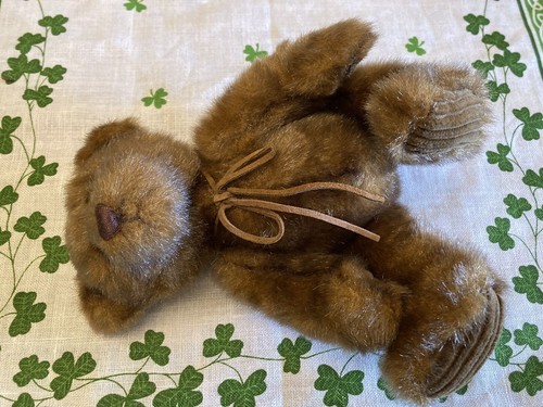 First & Main Minky Brown Teddy Bear Leather Bow Corduroy Feet Paws Plush VTG - Picture 12 of 15