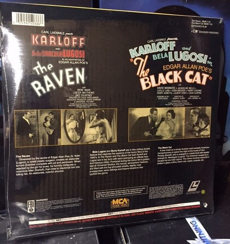 The Raven & The Black Cat Laserdisc Double Feature EDGAR ALLAN POE NEW - Imagen 2 de 2