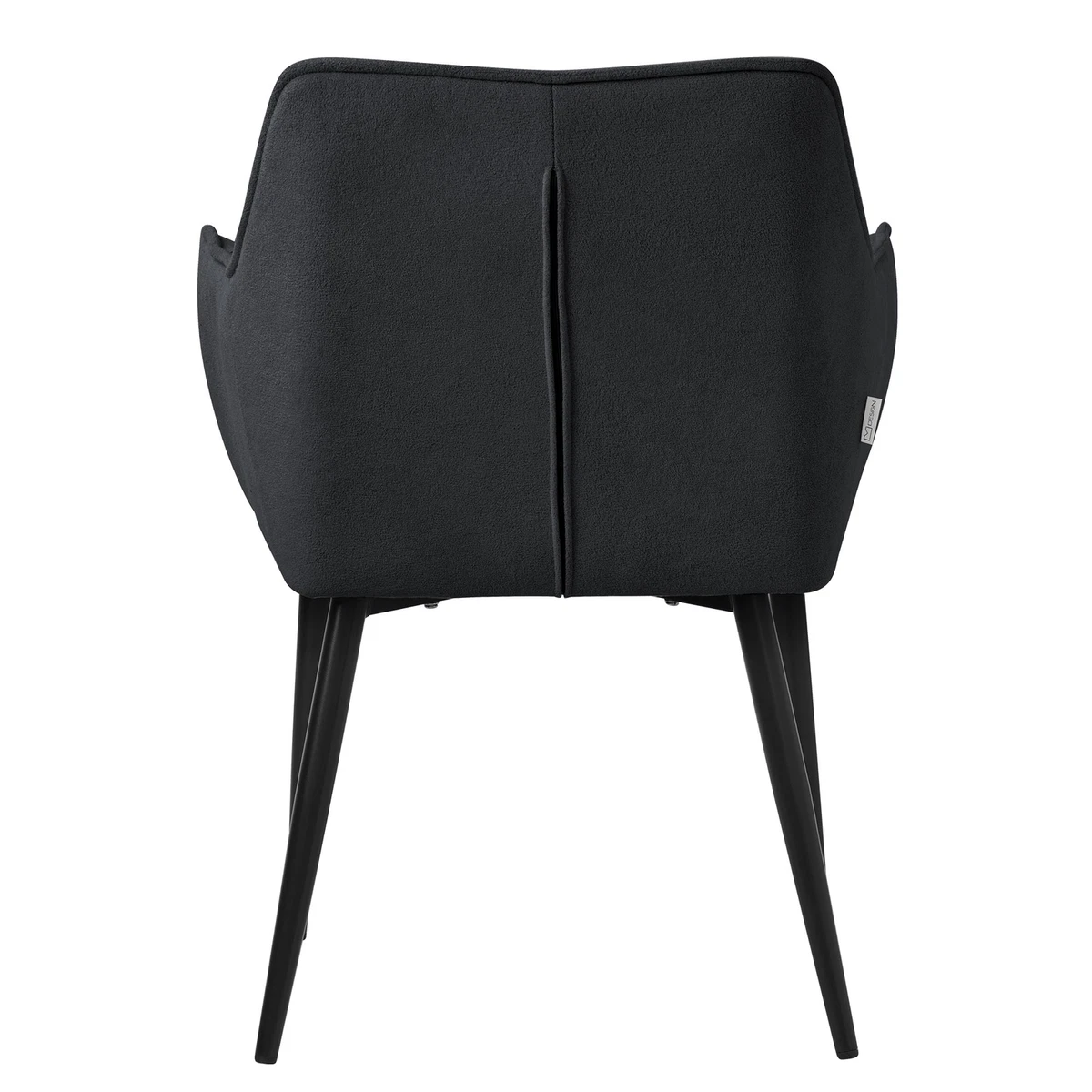 2x Sillas de comedor negras de tejido de rizo asiento ergonómico con patas metal