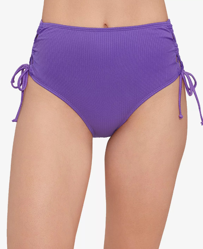Salt + Cove Juniors' Raised Rib Lace-Side Bikini Bottoms Purple Size M  4775