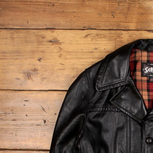 Chaqueta de Cuero Schott Vintage XL 90s Abrigo de Coche Un Pecho Hecho en EE. UU. Negro - Imagen 5 de 8