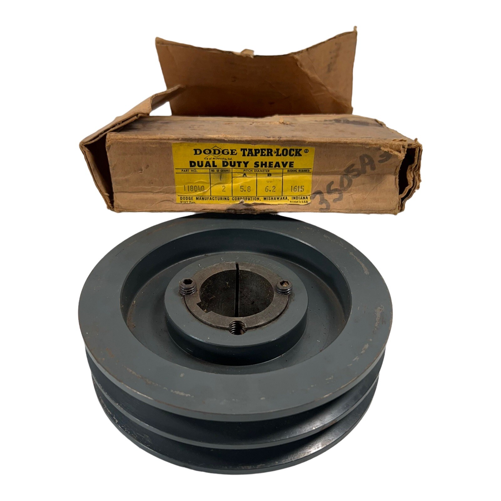DODGE TAPERLOCK DUAL DUTY SHEAVE 118040 2 GROOVE A 5.8 B 6.2 BUSHING