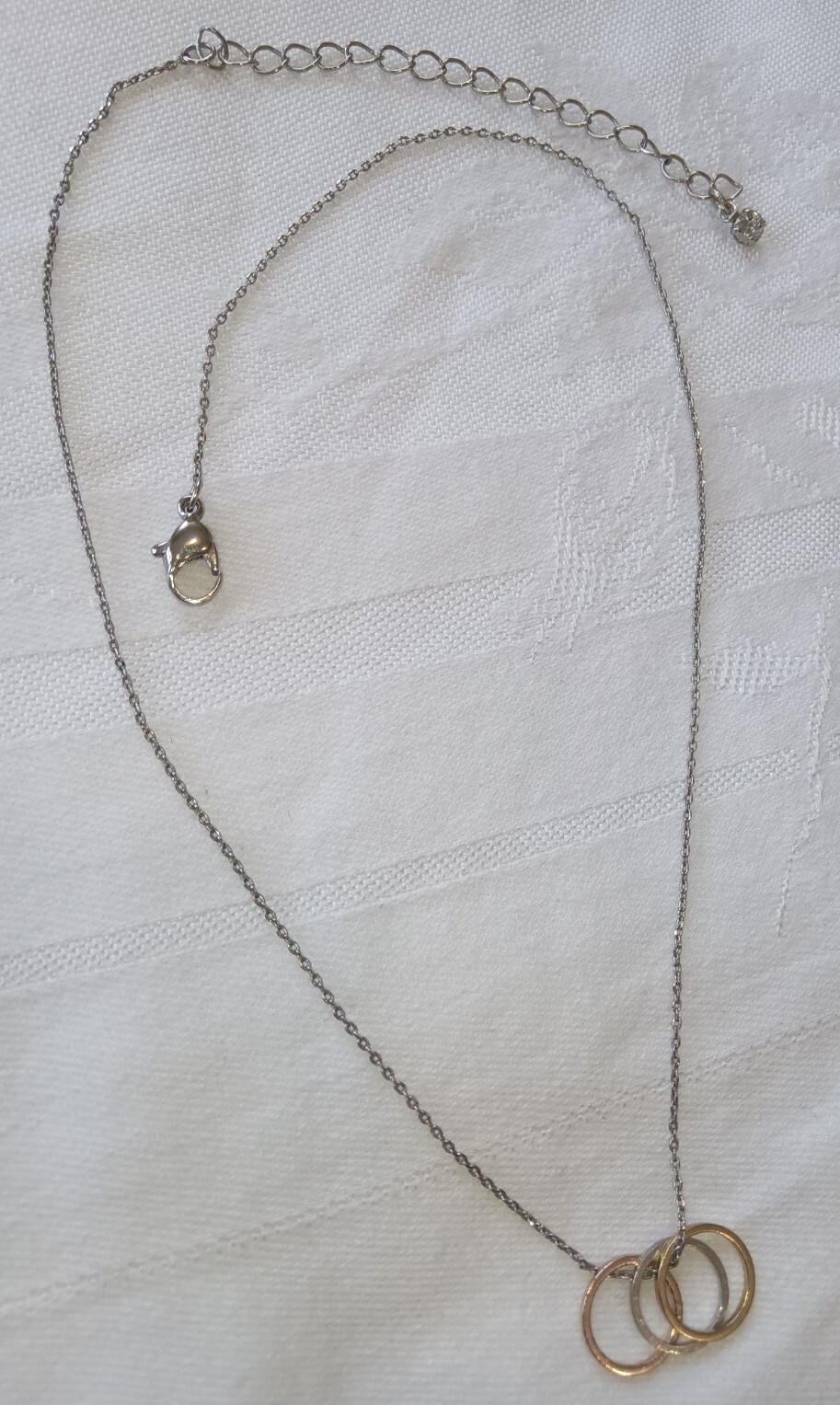 Interlocking Triple Ring Multi Metal Silver Tone … - image 1